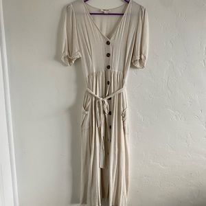 Off-White midi button down linen dress